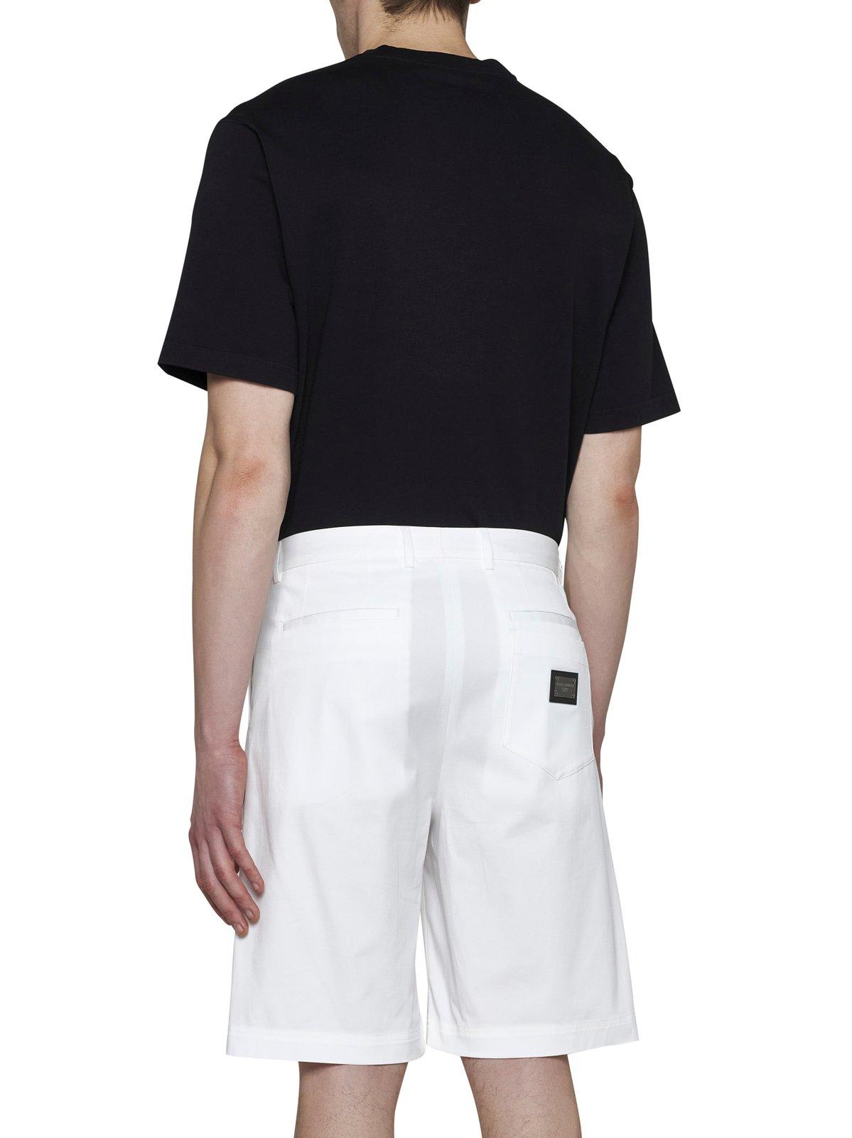 Shop Dolce & Gabbana Branded Tag Shorts In Bianco