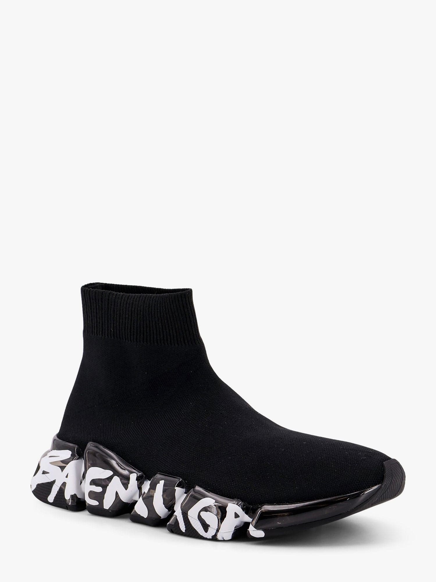 Balenciaga Speed 2.0 Graffiti Recycled Knit Sneaker In Black