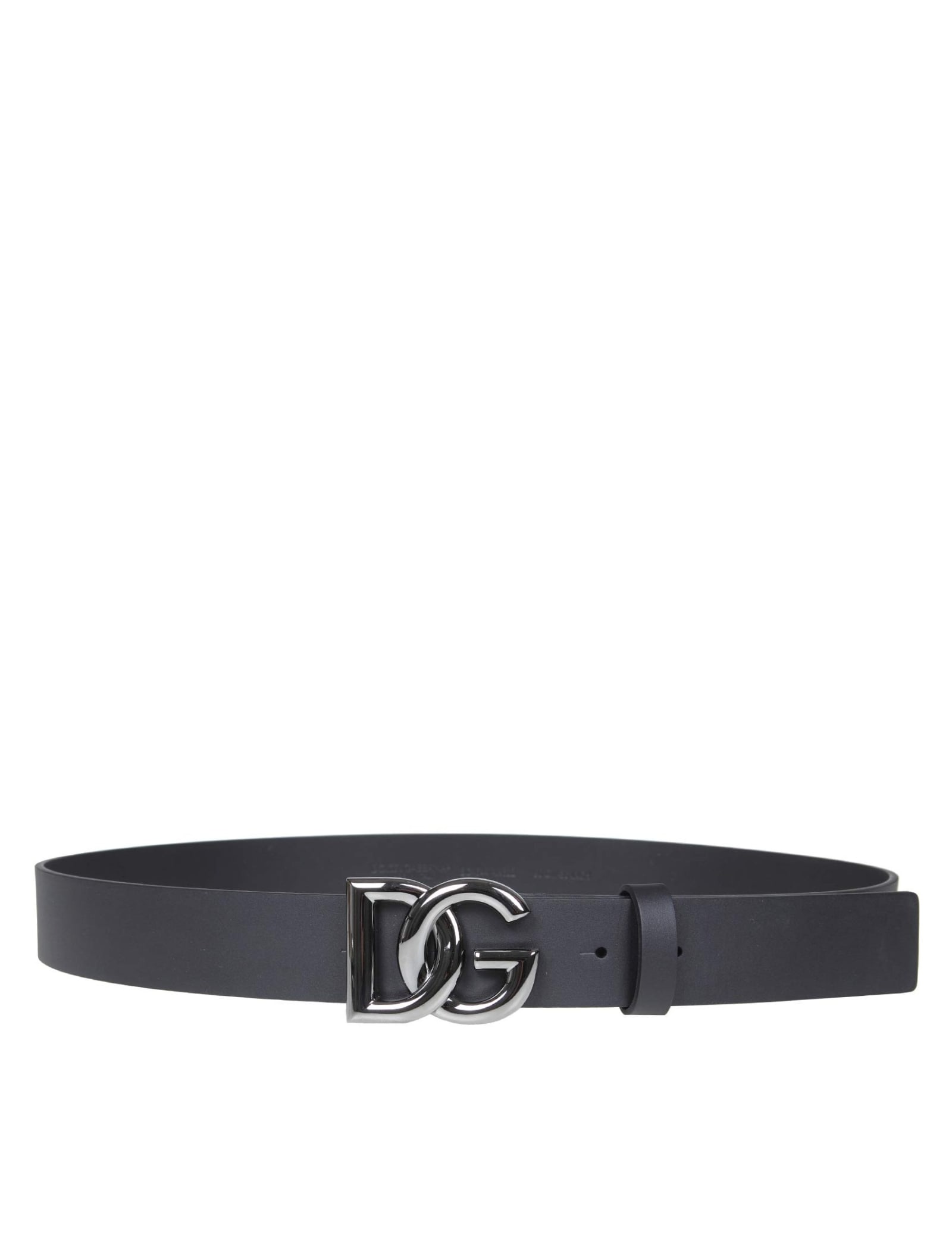 Shop Dolce & Gabbana Calfskin Belt With Metal Dg Logo In Black