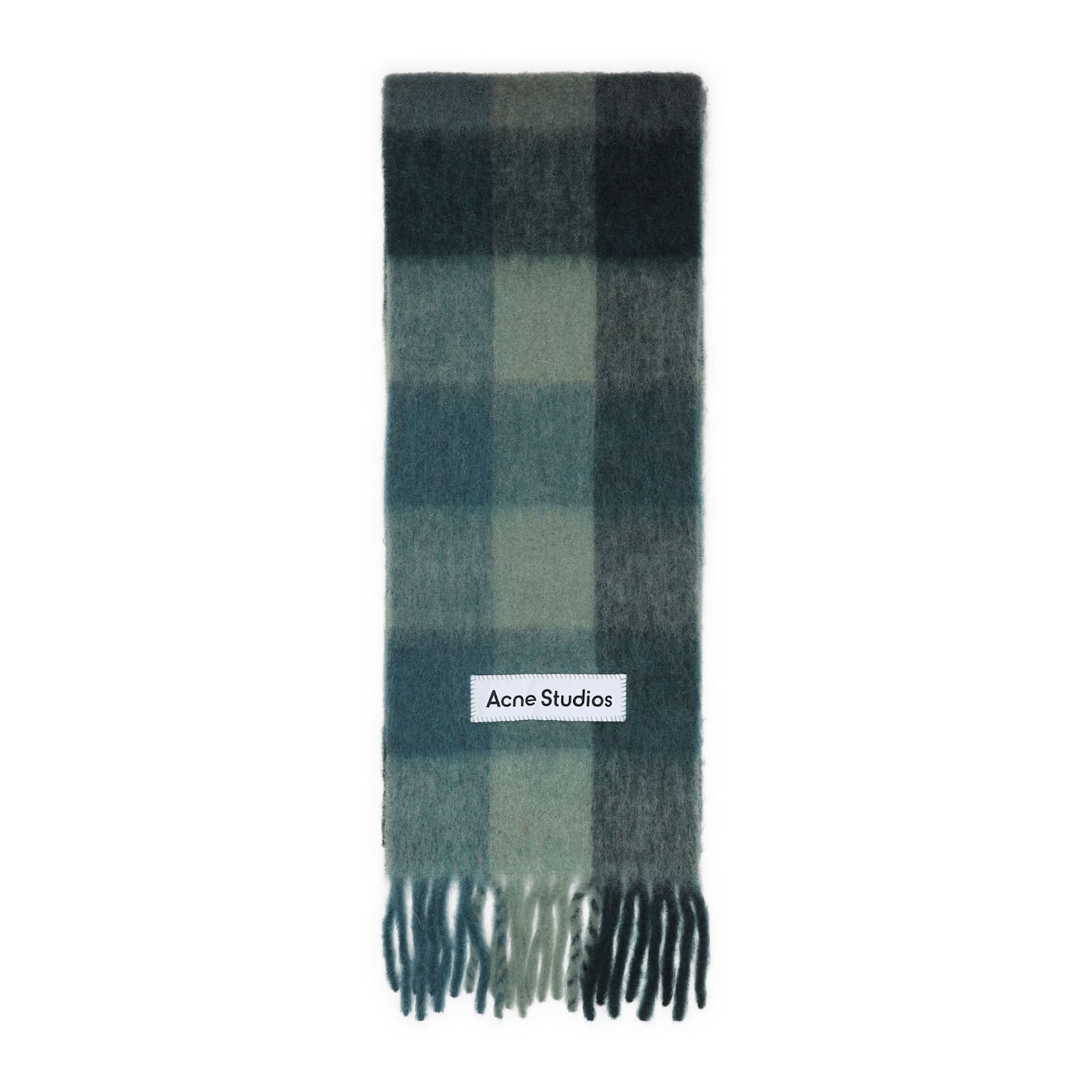 Acne Studios Alpaca Wool Blend Checkered Pattern Scarf