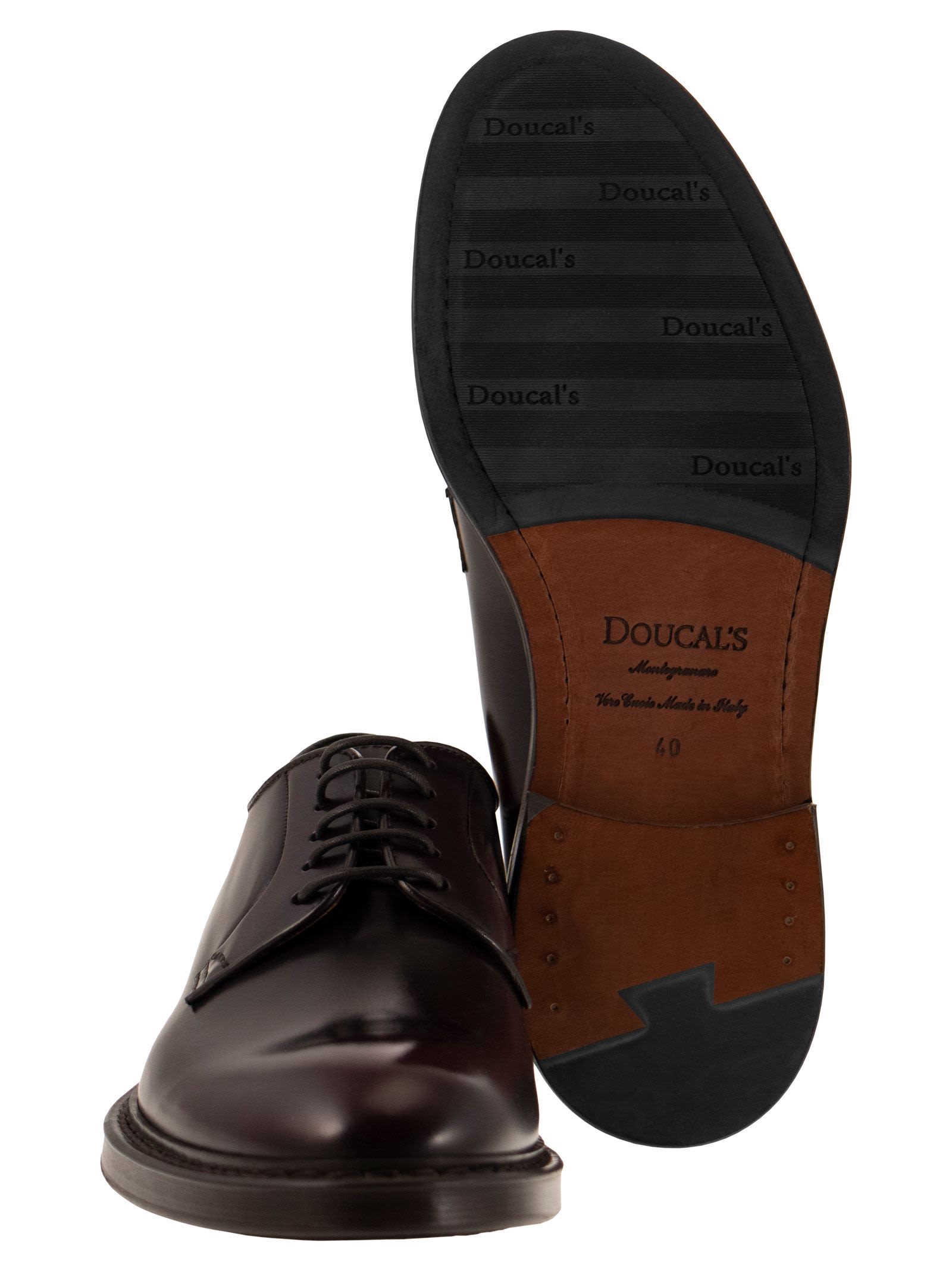 Shop Doucal's Derby Lace-up In Burgundy
