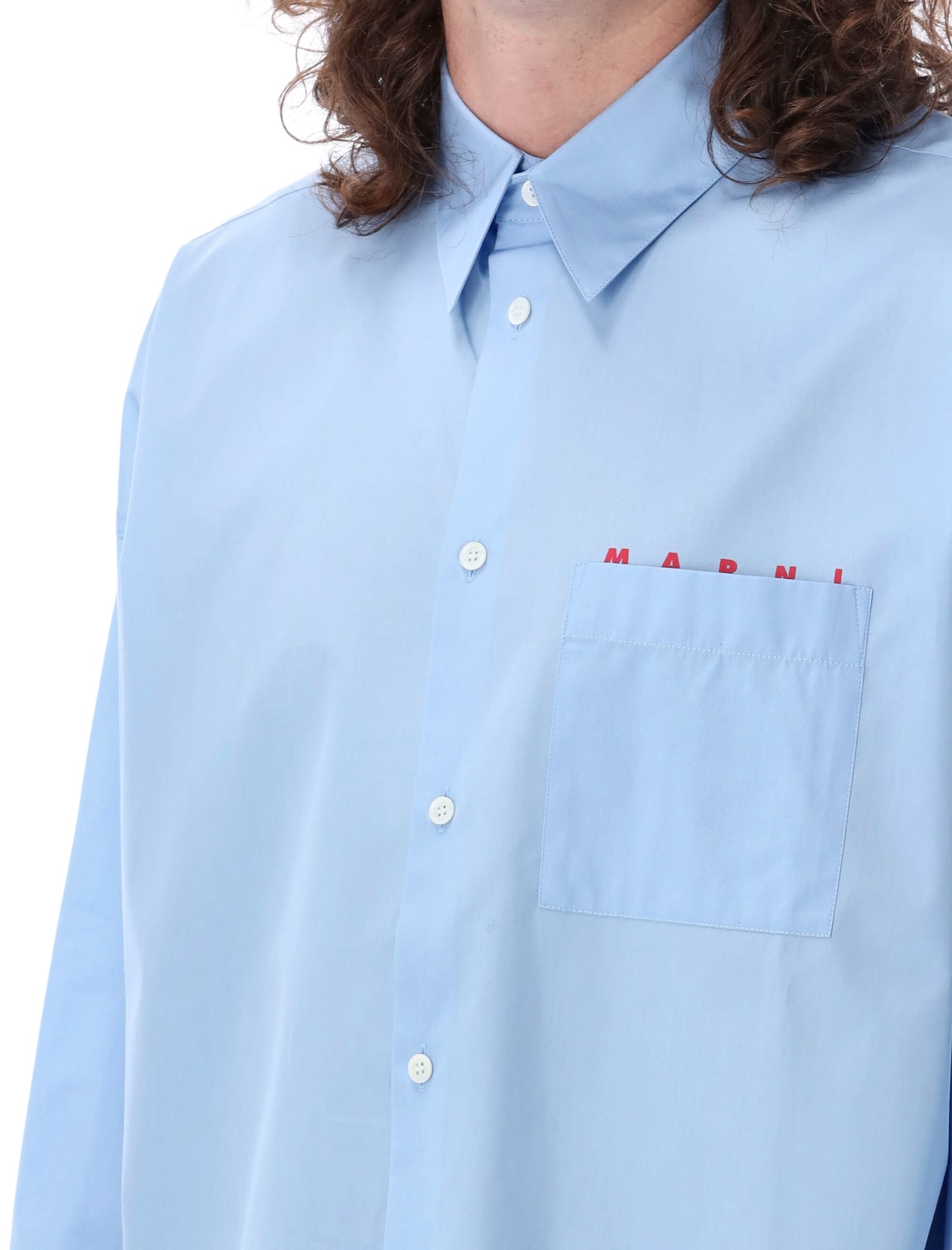 Shop Marni Hidden Logo Shirt In Light Blue