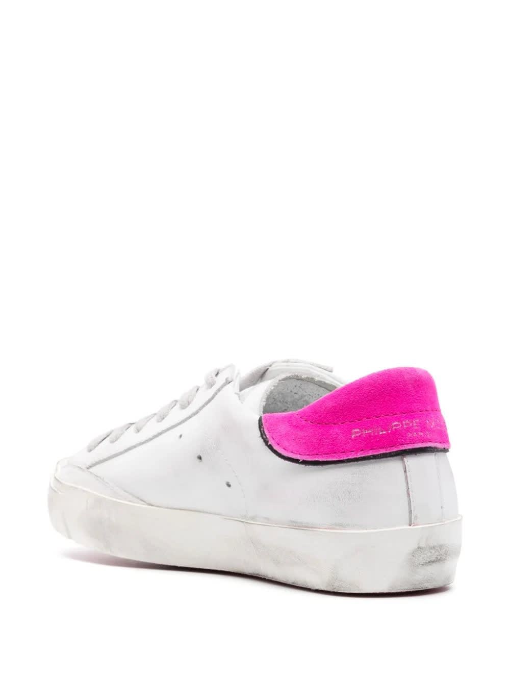 Shop Philippe Model Prsx Low Sneakers - White And Fuchsia