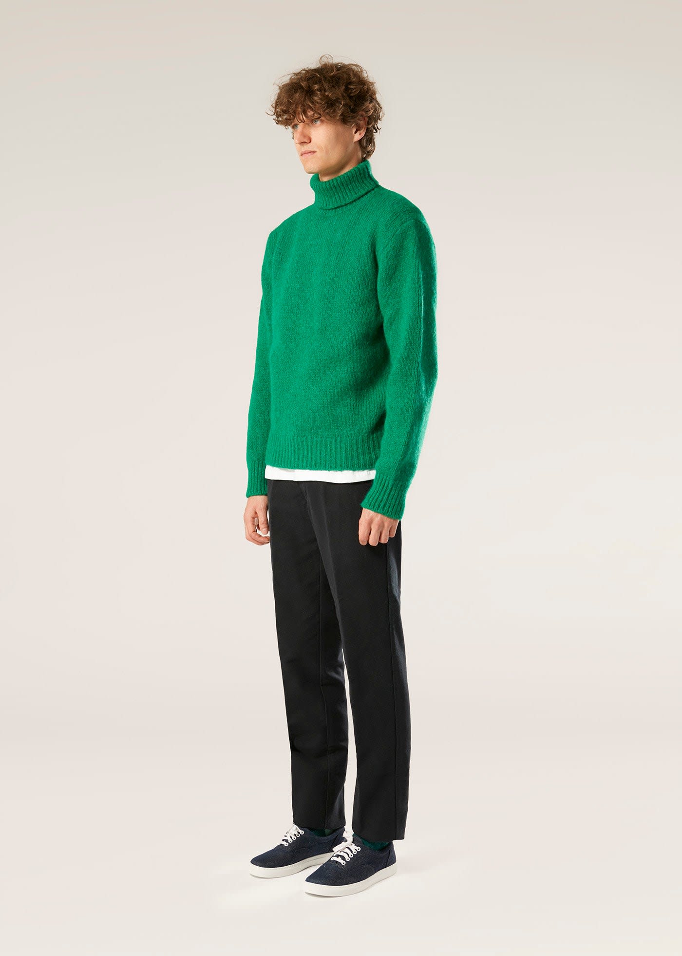 Shop Doppiaa Aamintore Green Wool Turtleneck