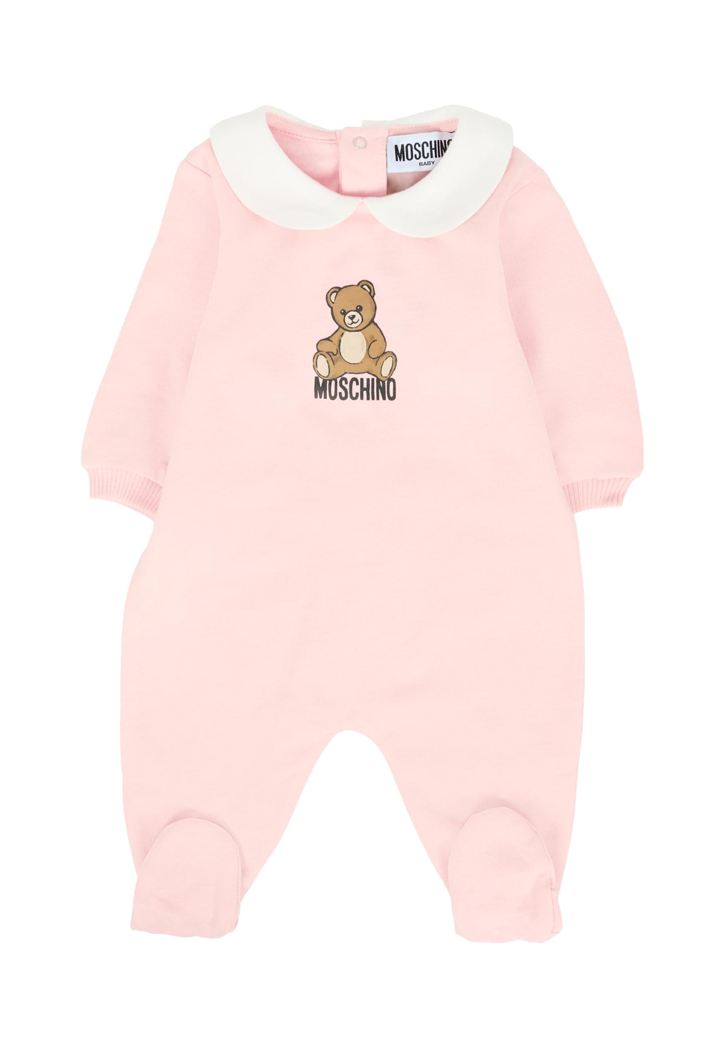 Moschino Pink Babygrow Set For Baby Girl With Teddy Bear In Pink