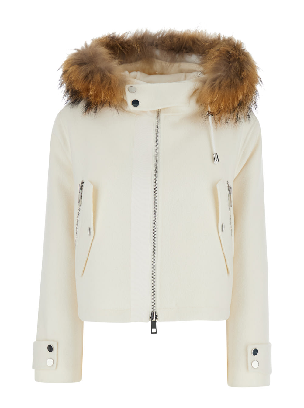 Shop P.a.r.o.s.h White Parka With Removable Hood In Wool Woman