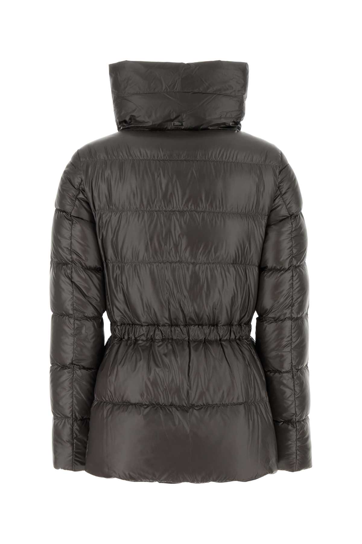 Shop Herno Charcoal Nylon Down Jacket In Grigio