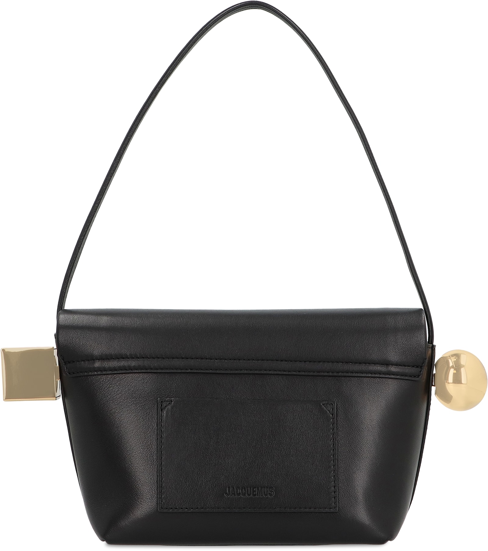 Jacquemus The Rond Carre Leather Shoulder Bag In Black