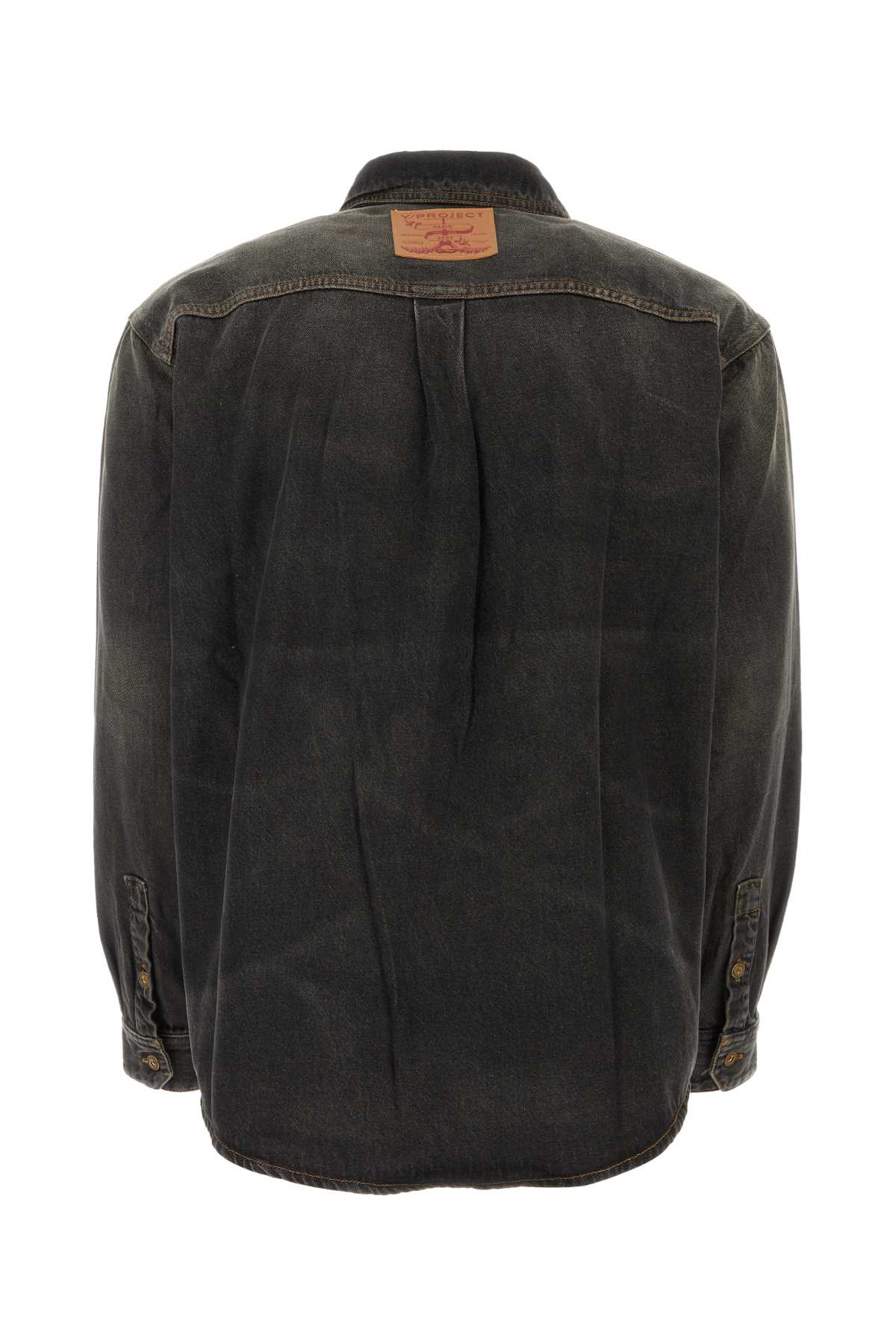 Shop Y/project Black Denim Shirt In Vintage Black