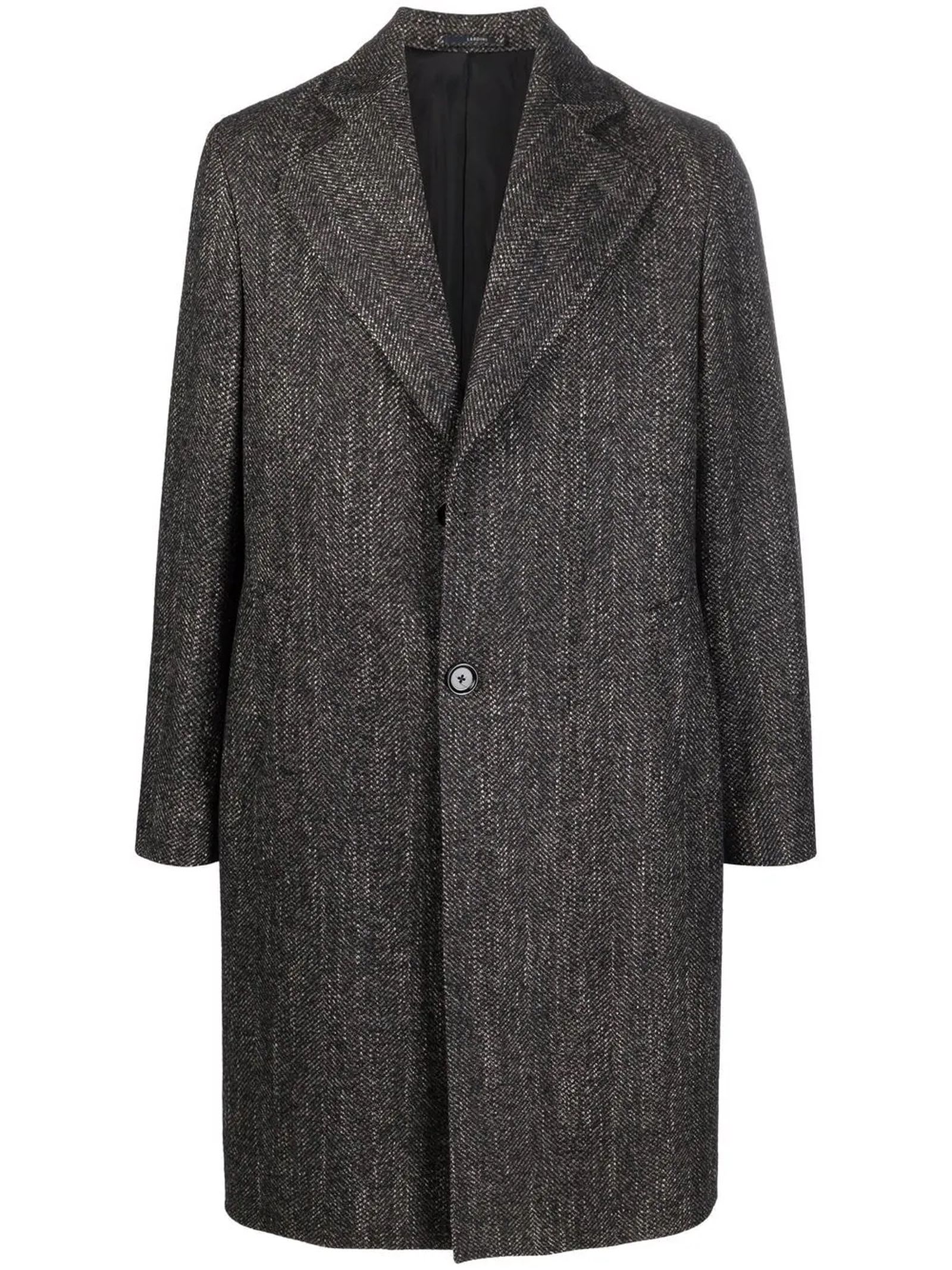 Lardini Brown Single-breasted Wool-blend Coat