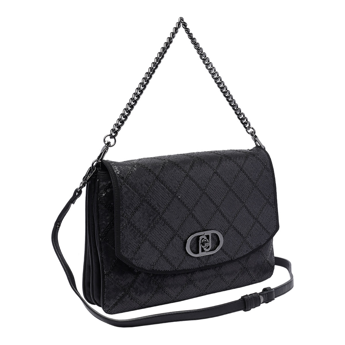 Liu •jo Large Logo Messenger Bag In Black