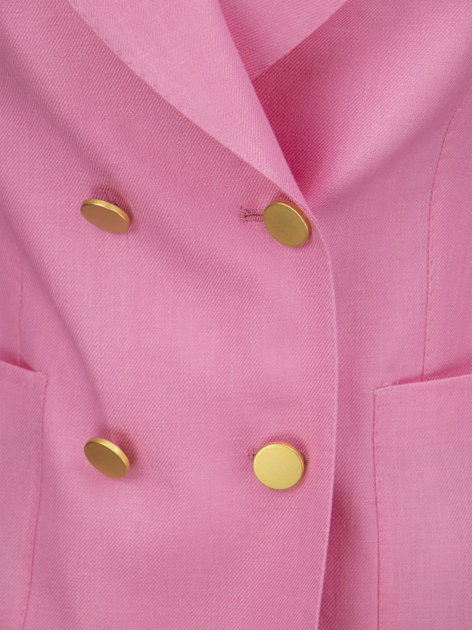 Shop Tagliatore J-coral Linen Double Breasted Blazer In Pink