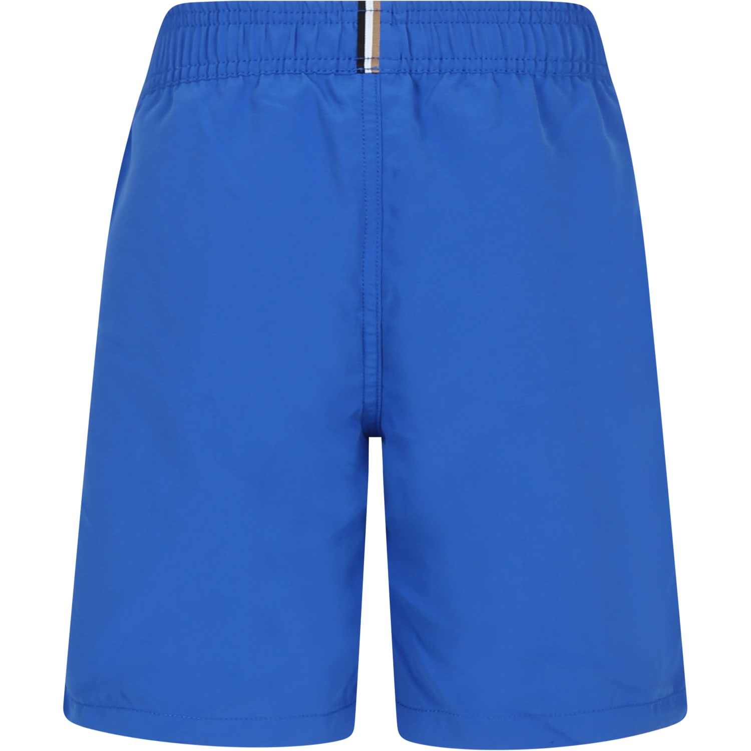 Hugo Boss Blue Swim Shorts For Boy With Logo In Blue