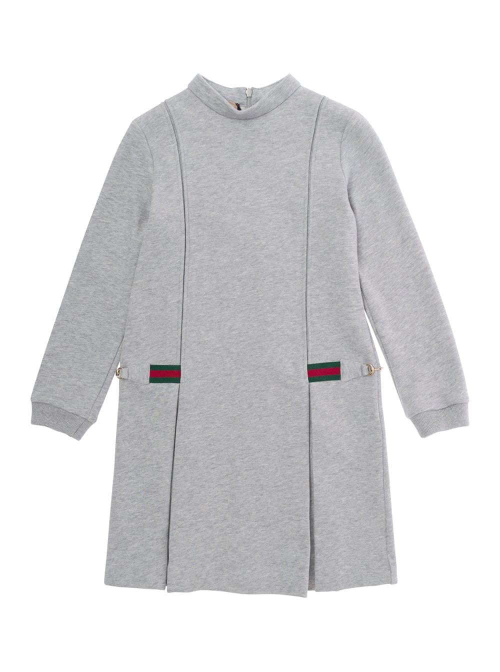Gucci Web-stripe Cotton Dress In Grey