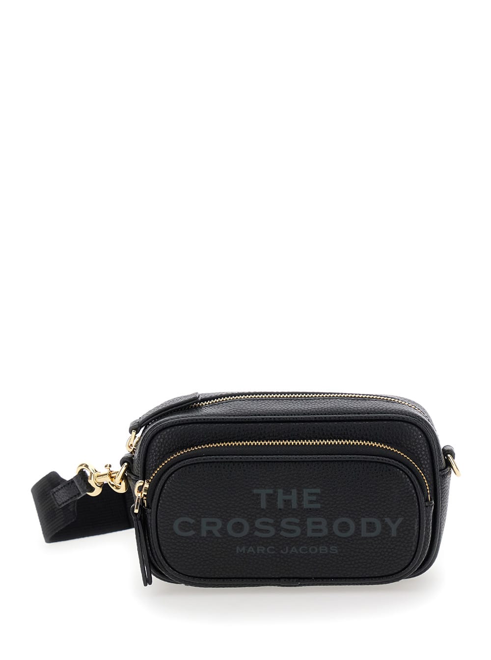 Marc Jacobs The Crossbody Black Shoulder Bag With Logo Embossed On The Front In Hammered Leather Woman