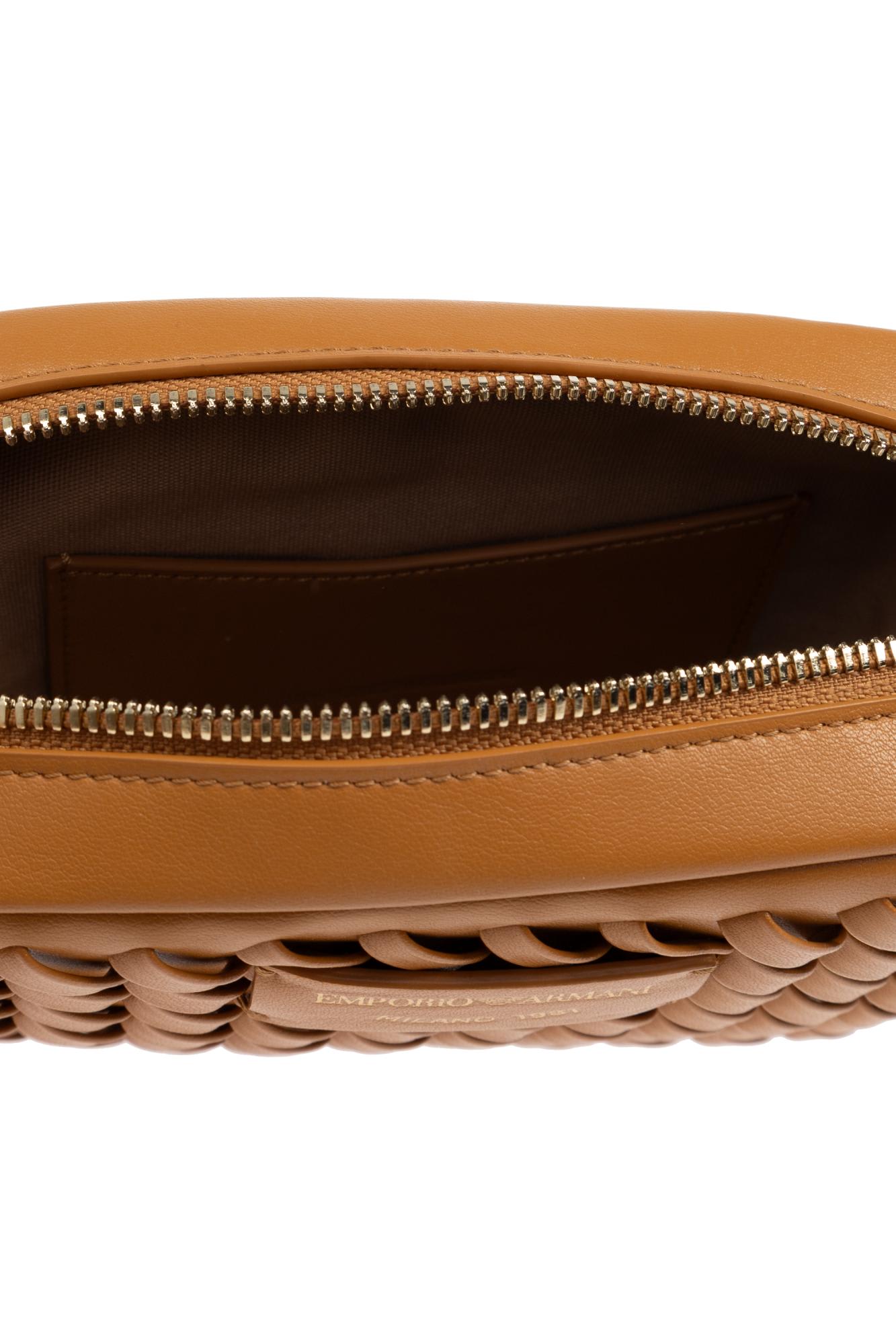 Emporio Armani Shoulder Bag With Decorative Weave In Brown