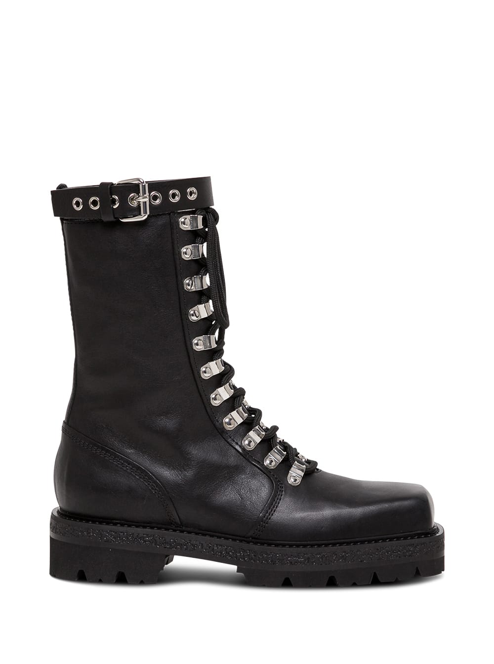 Philosophy di Lorenzo Serafini Black Leather Boots With Metal Hooks