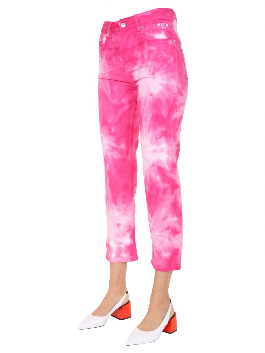 Shop Msgm Cropped Jeans In Fuchsia