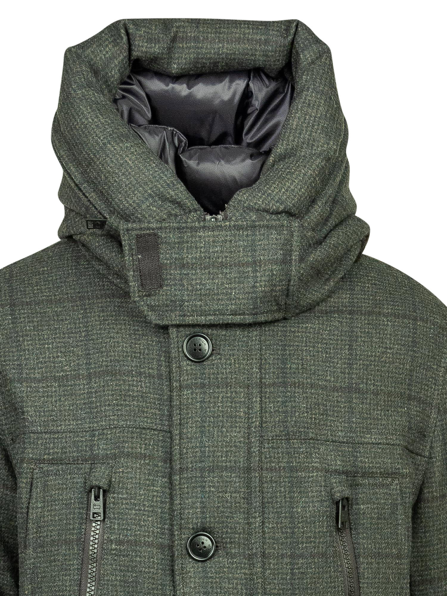 Shop Woolrich Wool Arctic Parka In Green Windowpane