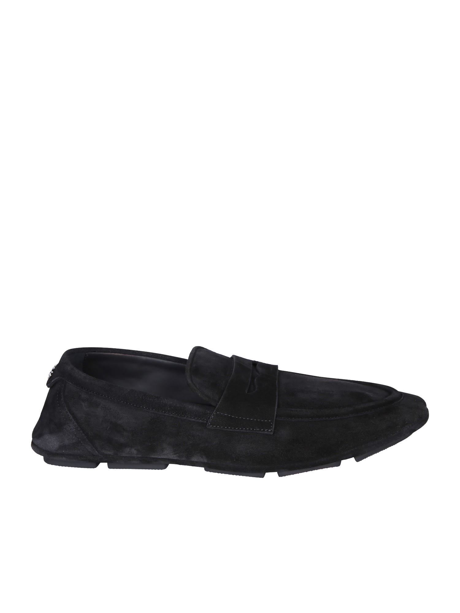 Dolce & Gabbana Suede Blue Loafer In Black