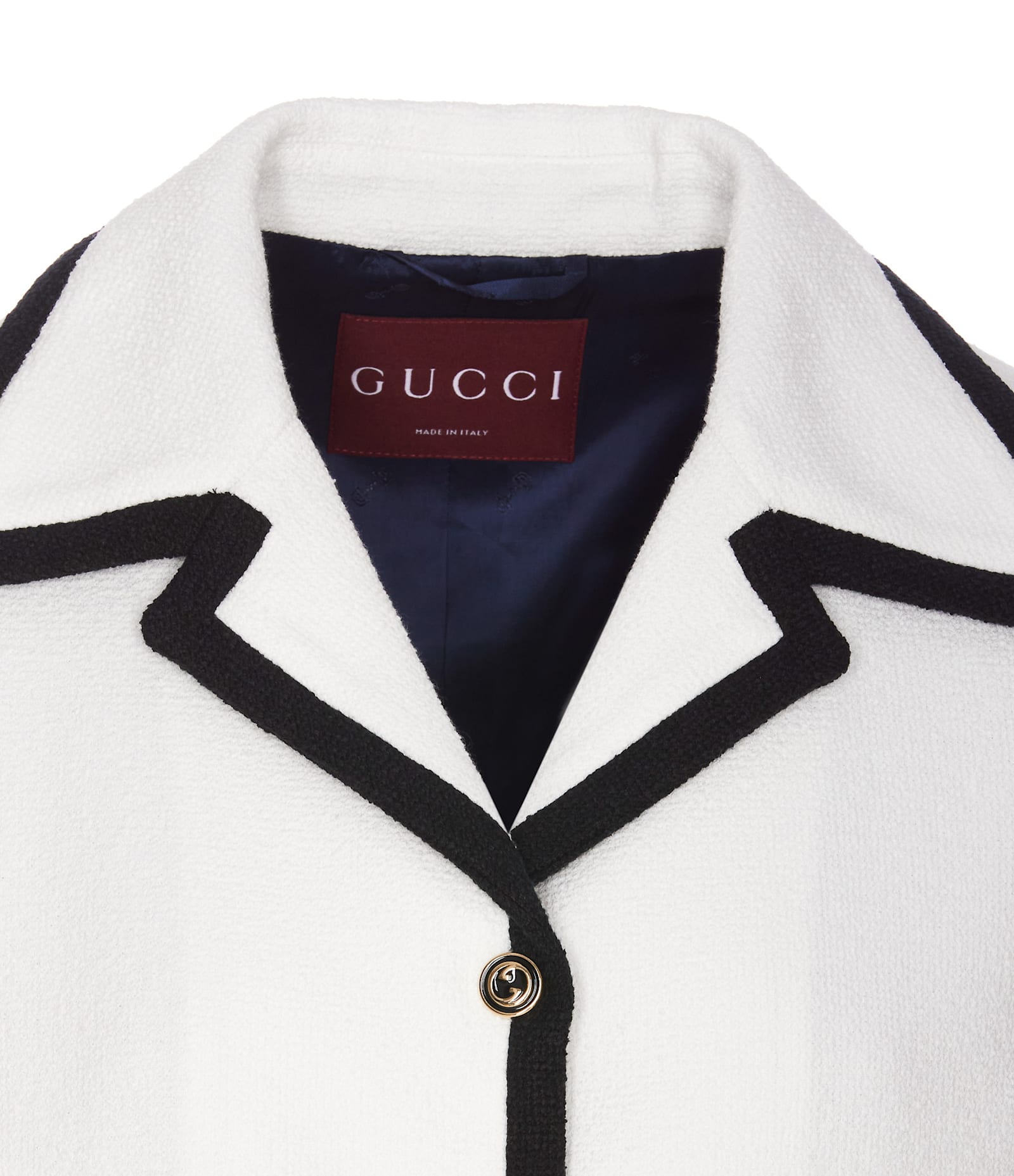 Shop Gucci Tweed Short Sleeves Jacket In White