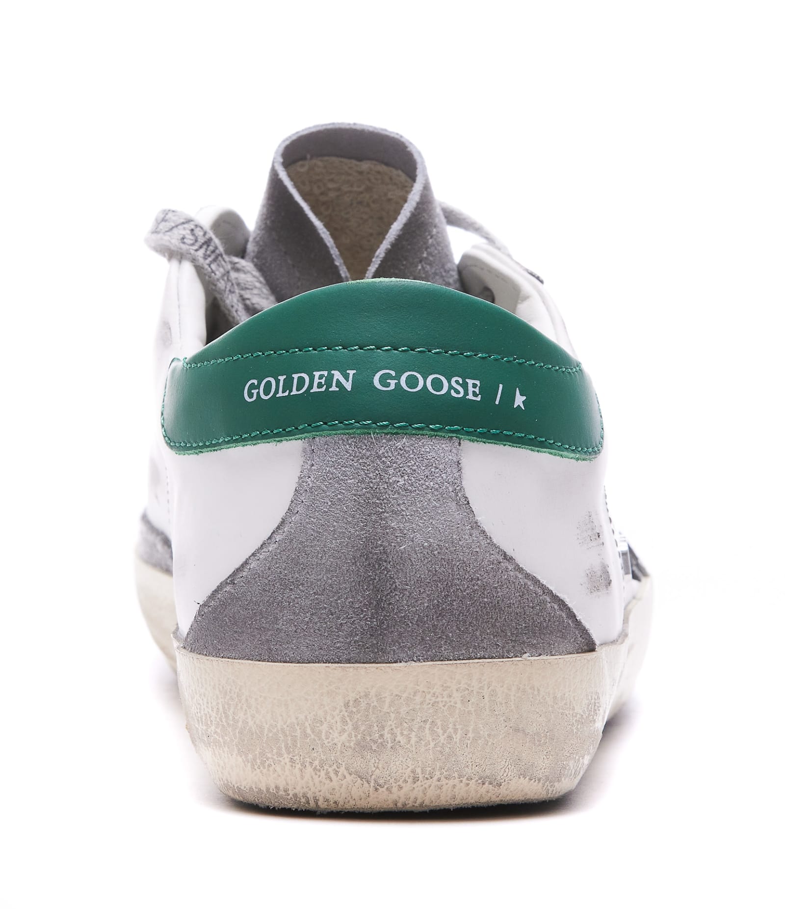 Shop Golden Goose Super-star Leather Upper Tejus Printed Leather Star Suede Heel And Spur In White