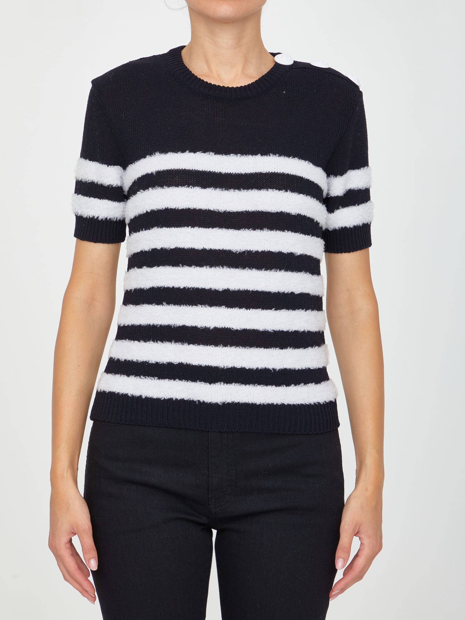 Balmain Striped Knit T-shirt
