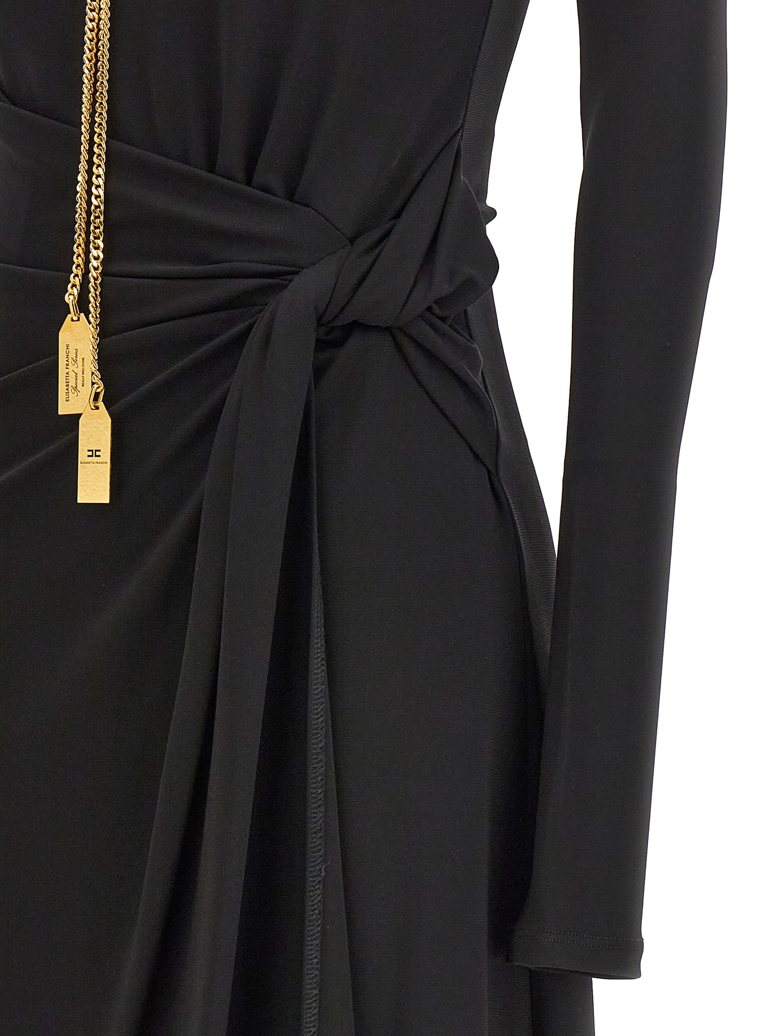 Shop Elisabetta Franchi Chain Dress In Black