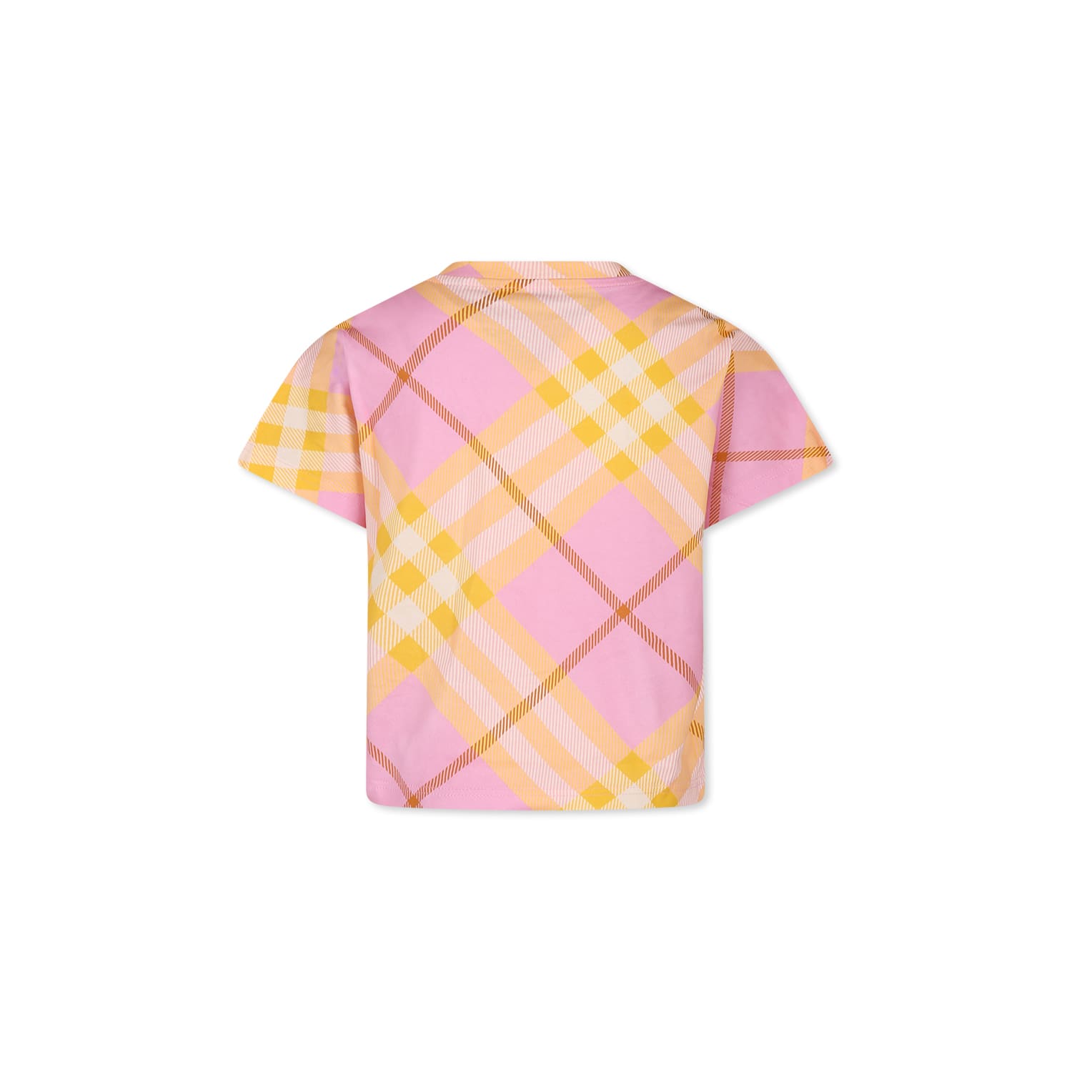 Shop Burberry Pink T-shirt For Girl With Vintage Check