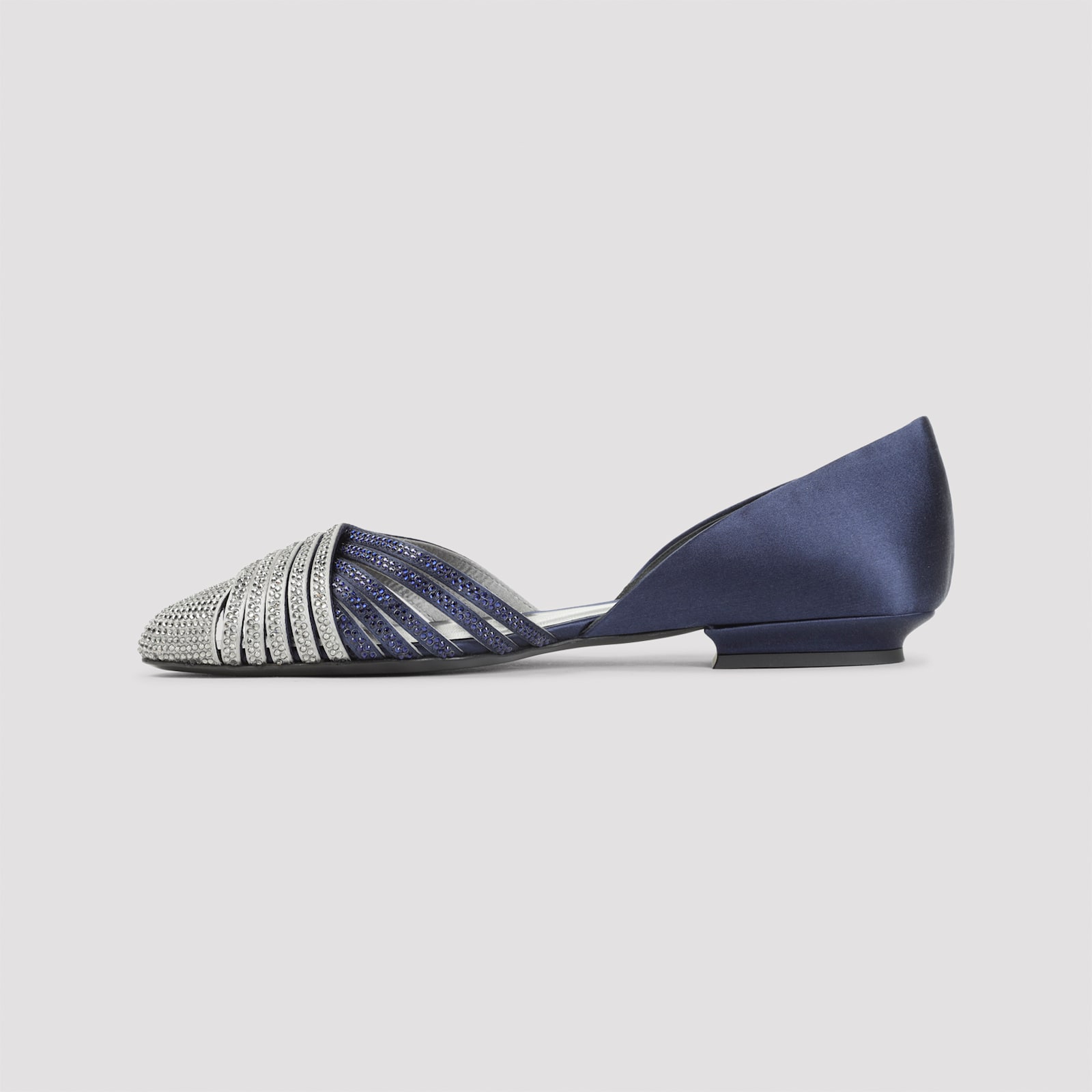 Giorgio Armani Blue Viscose Ballerinas With Crystal Adornments