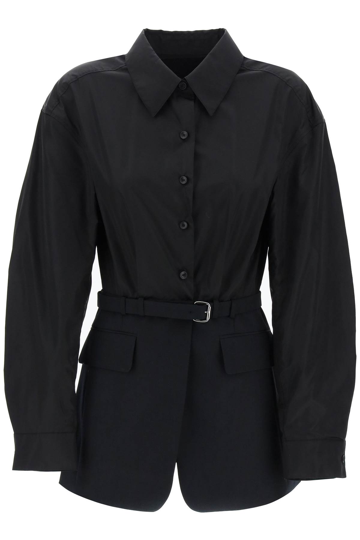 Shop Alexander Wang Bimaterial Jacket With Belt In Black (black)