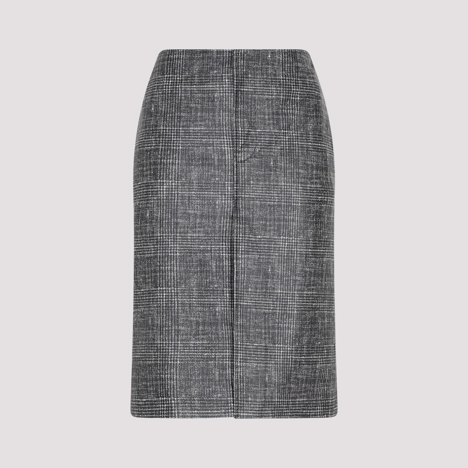 Bottega Veneta Stylish Black Printed Leather Midi Skirt For Women From Ss23 Collection In Black White