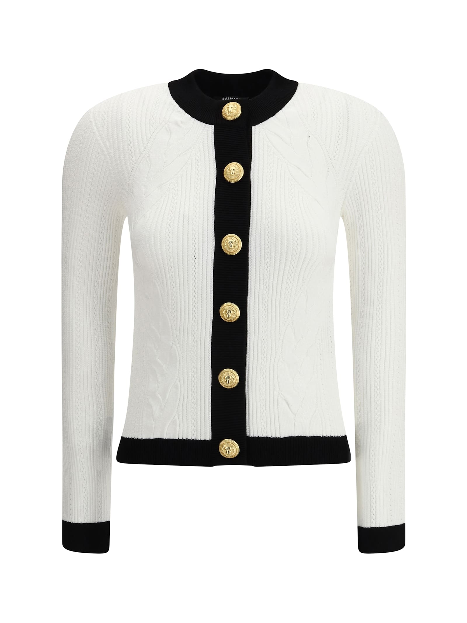 Balmain Two-tone Cardigan Sweaters And Cardigans White/black In Gray