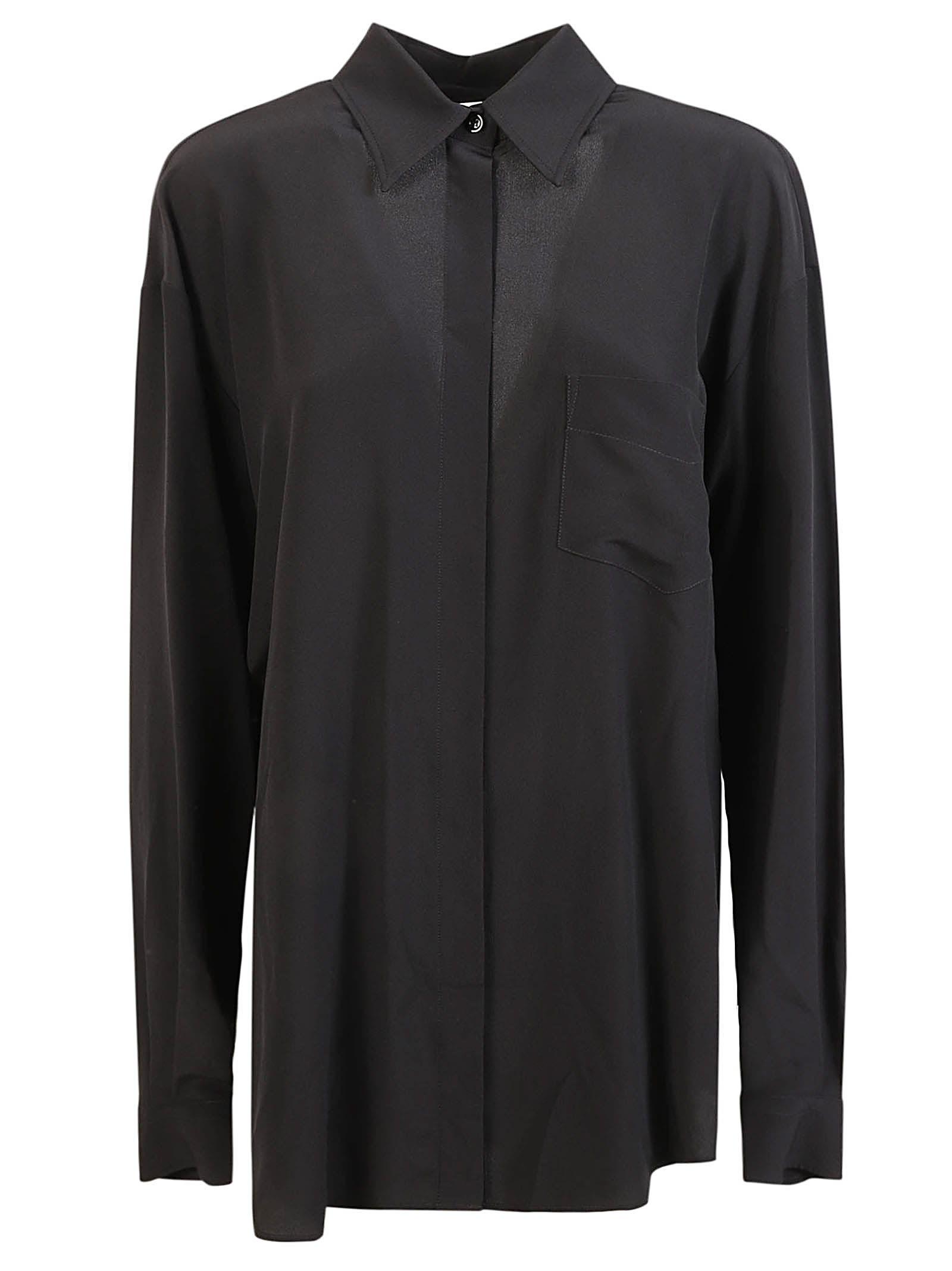 Shop Moschino Concealed Long-sleeved Shirt In Black