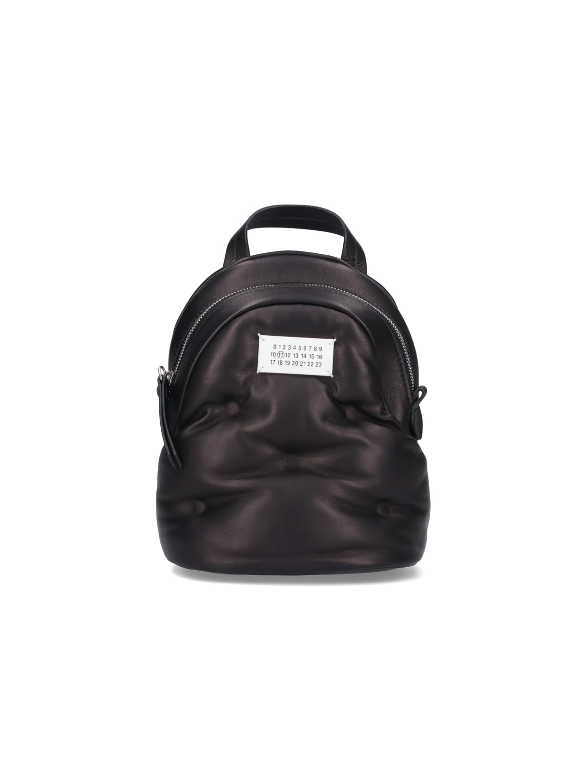 Maison Margiela Quilted Leather Mini Backpack With Front Pocket In Black