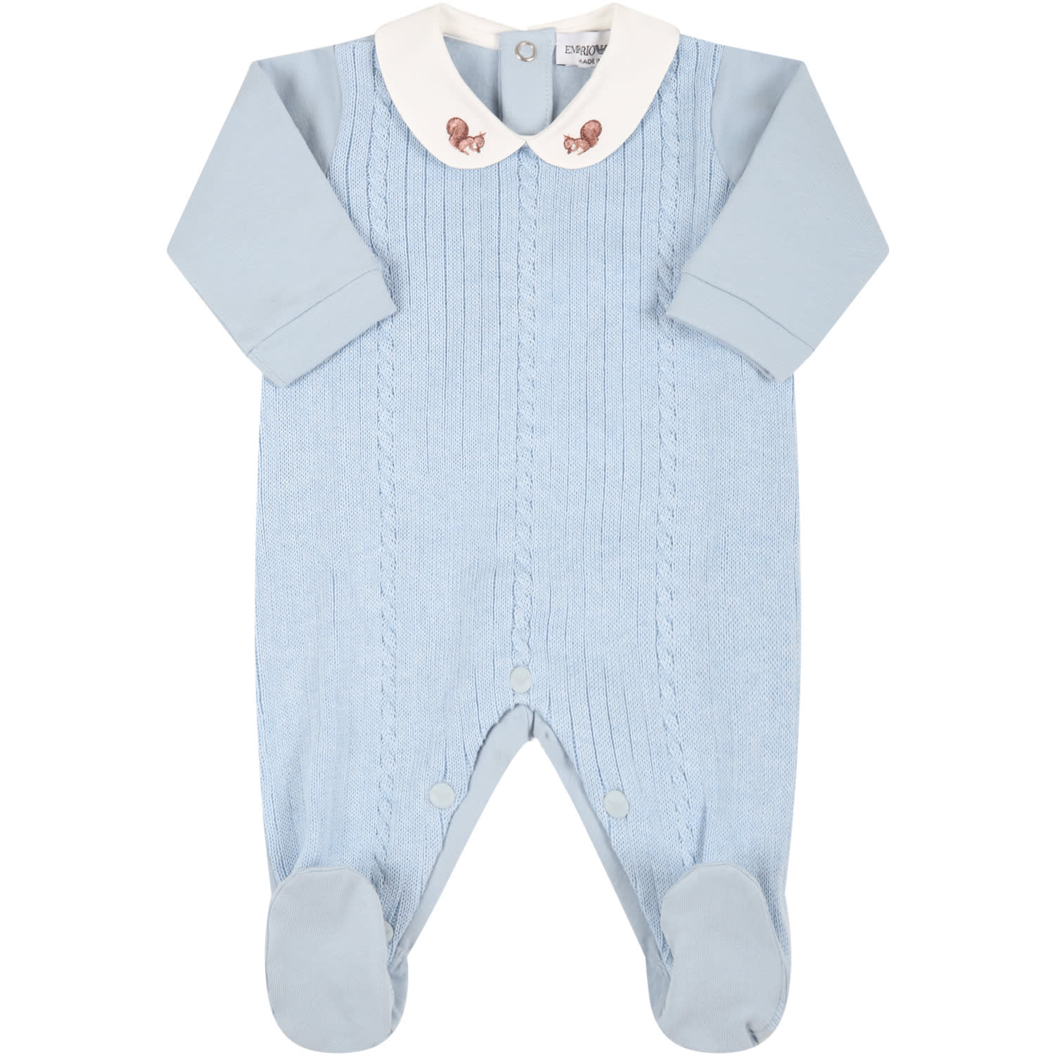 Armani Collezioni Light Blue Babygrow For Baby Boy