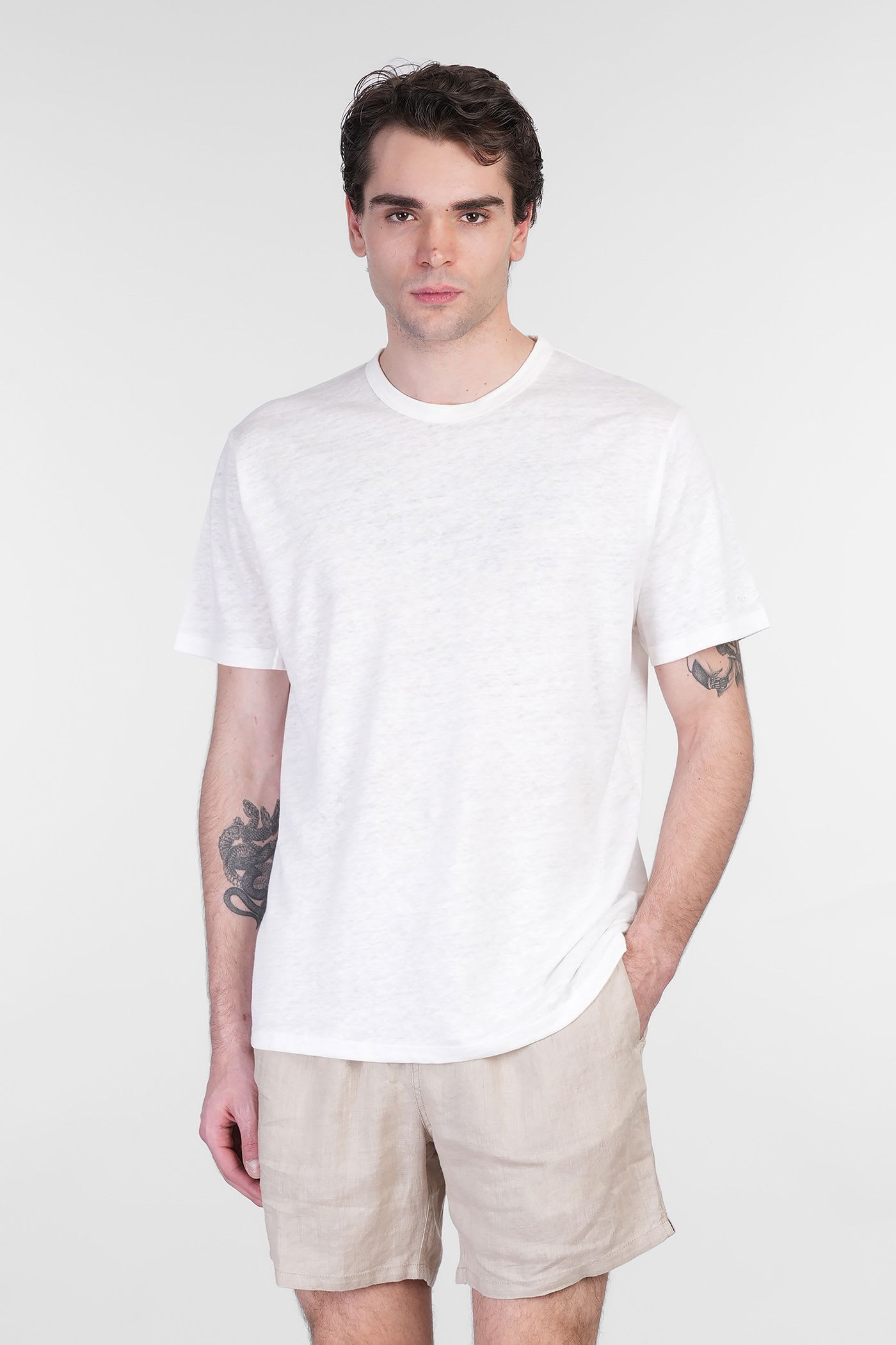 Mc2 Saint Barth Ecstasea N T-shirt In White Linen In White