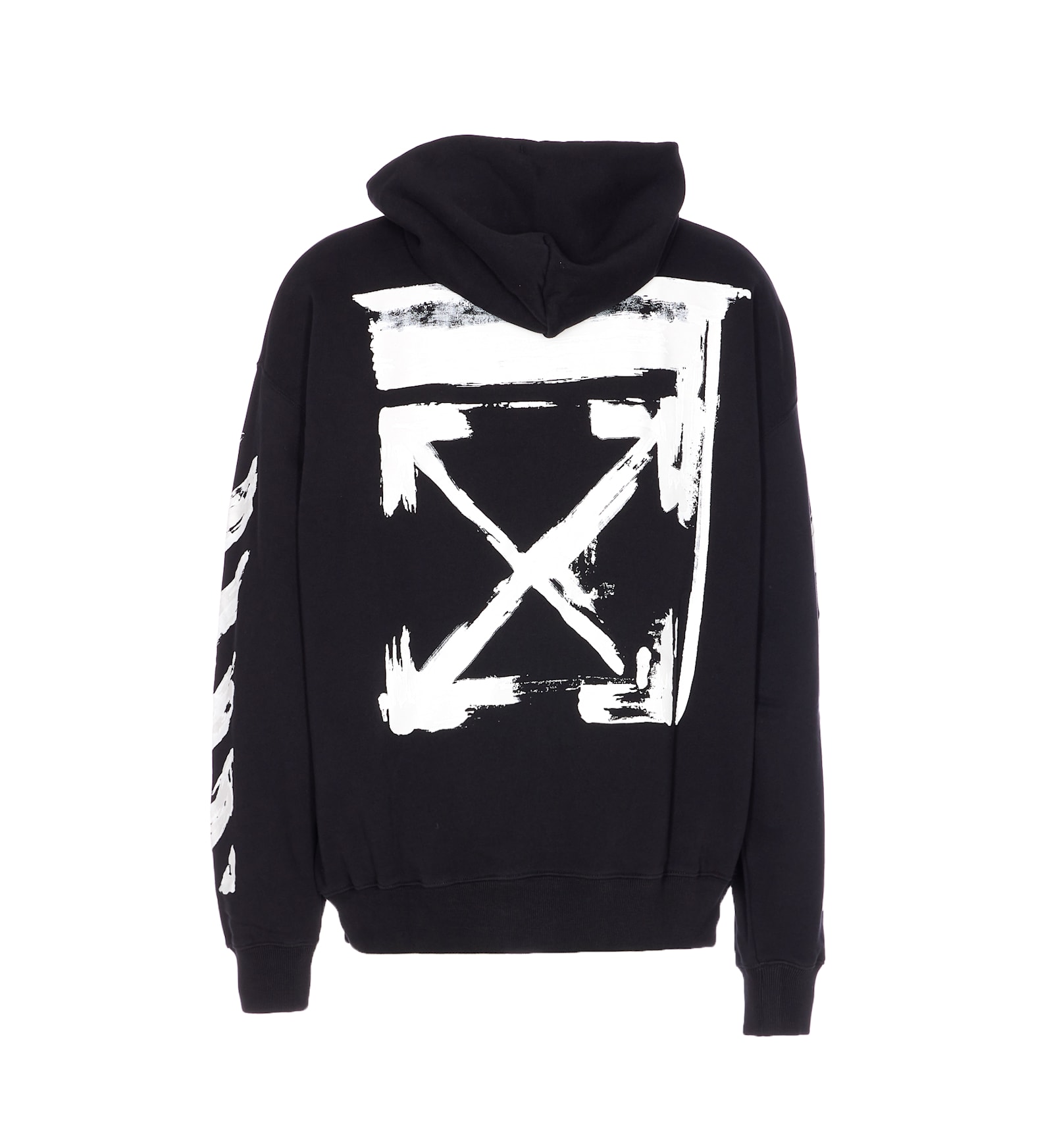 Off-white Ink Arrow Black Cotton Skate Hoodie With Loose Fit In Black