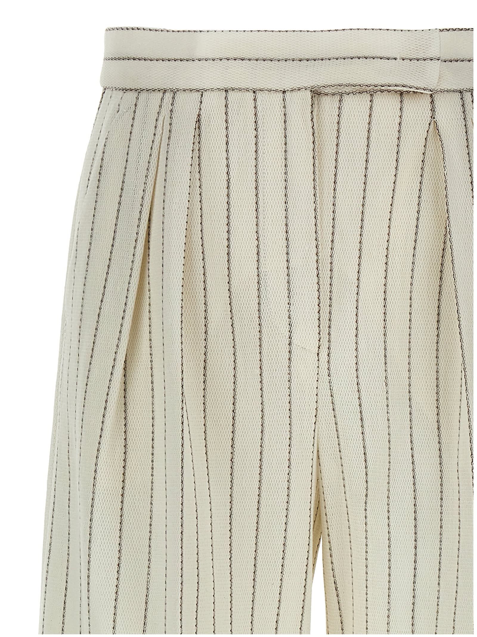 Max Mara Clarion Pinstriped Straight-leg Pants In White