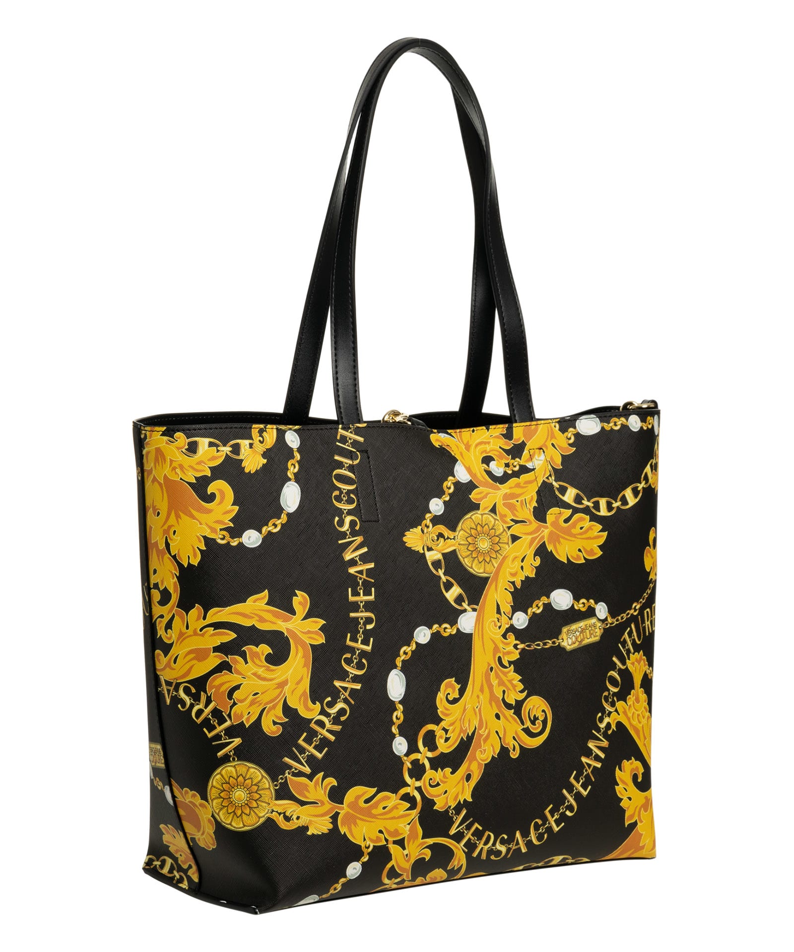 Versace Jeans Couture Chain Couture Chain Couture Tote Bag In Black - Gold