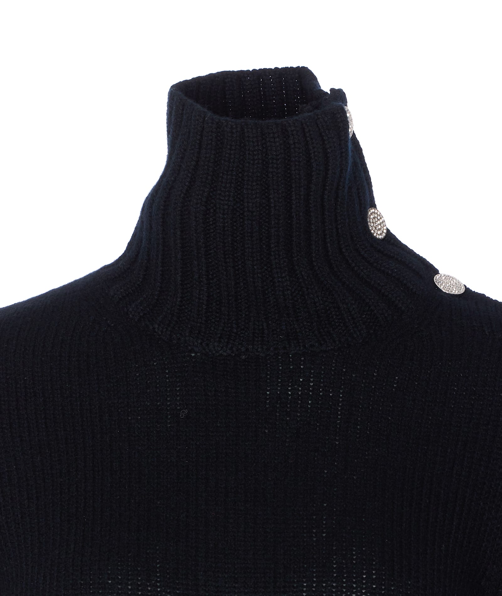Zadig & Voltaire High Neck Knitwear With Jewel Button Accents In Black