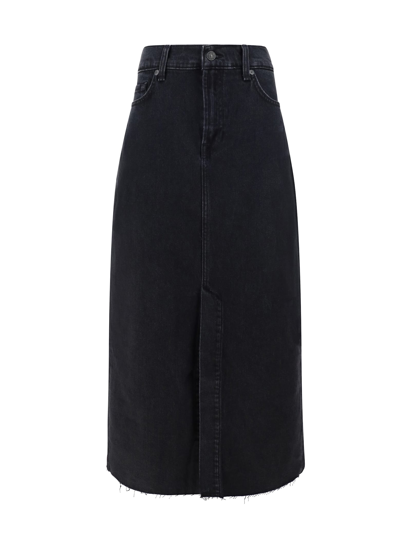 Shop 7 For All Mankind Denim Skirt In Black