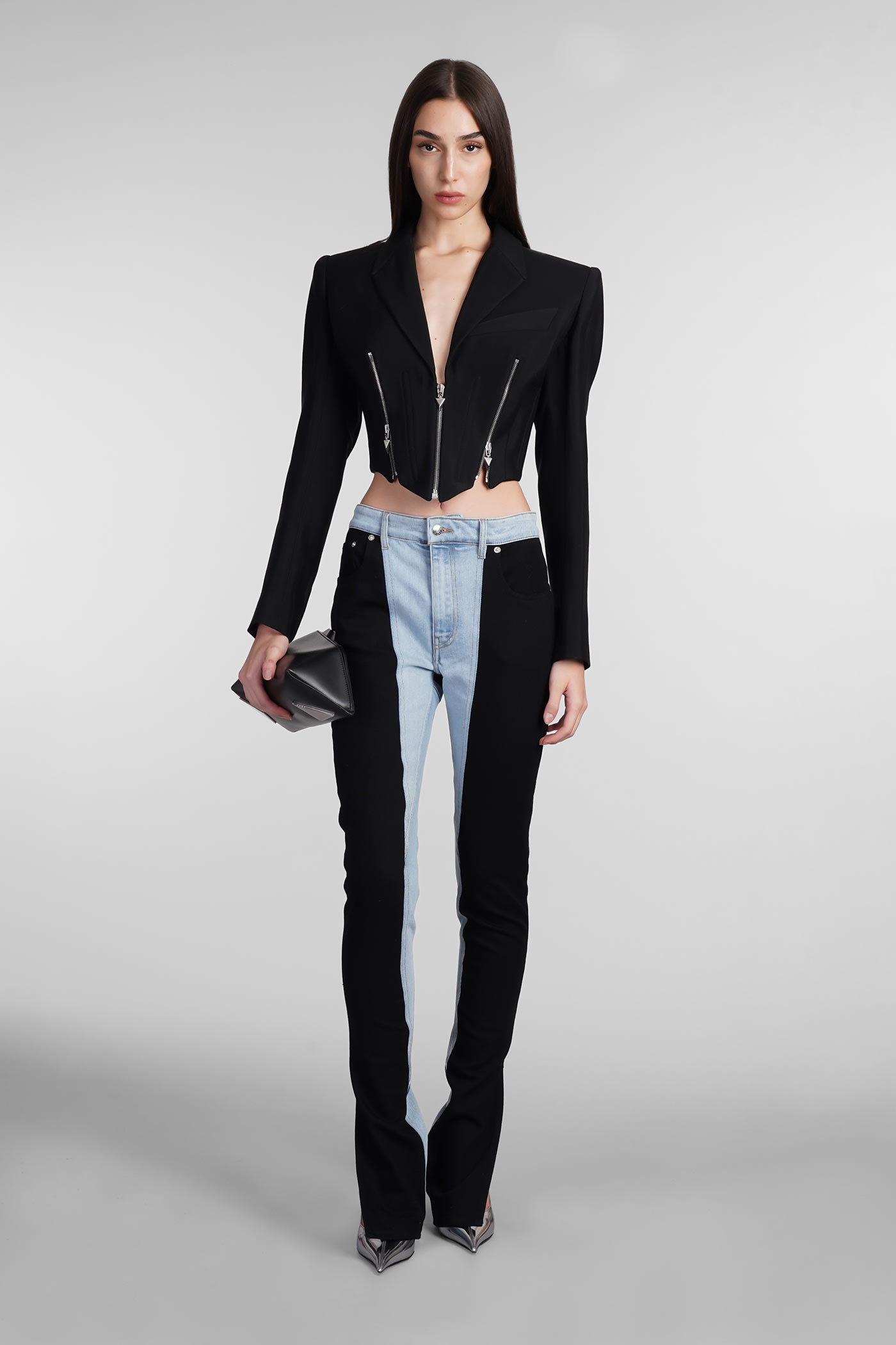 MUGLER CASUAL JACKET IN BLACK WOOL 