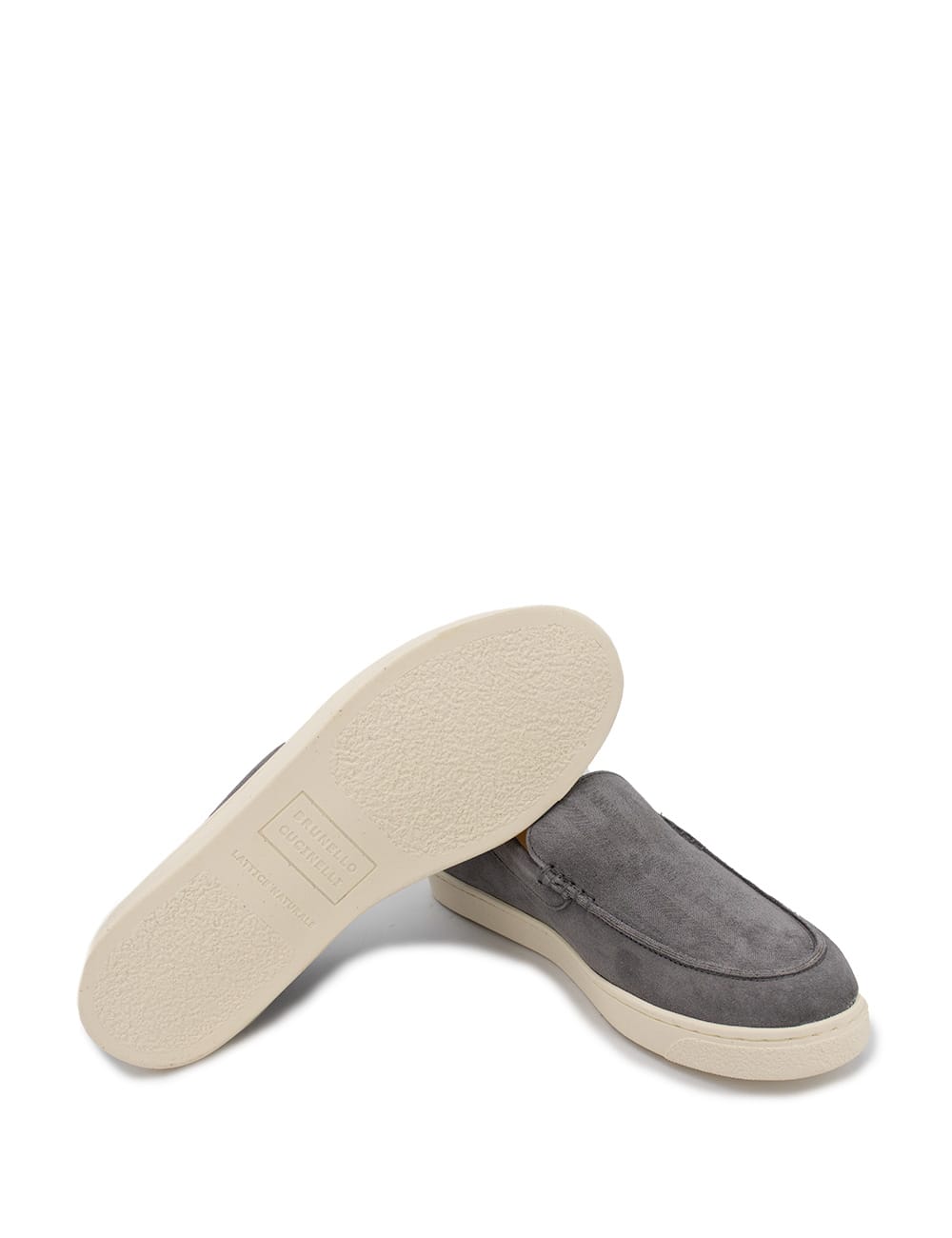 Brunello Cucinelli Round Toe Slip-on Loafers In Fumo