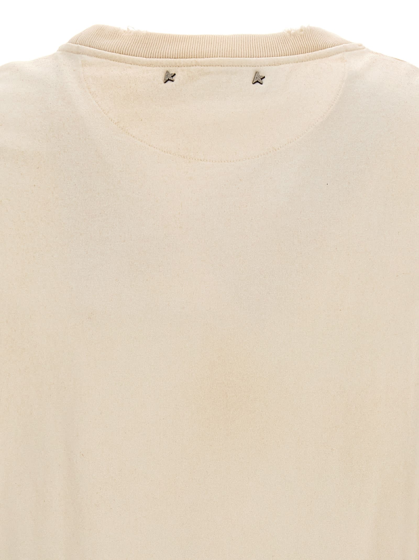 Shop Golden Goose Logo Print T-shirt In Heritage White/ Dark Green