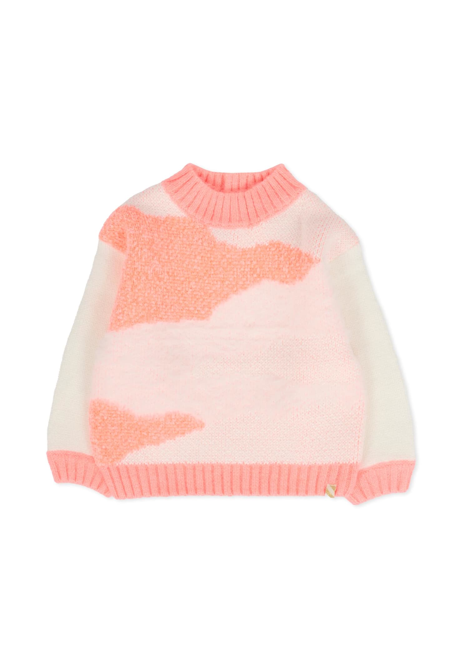 Billieblush Pink Sweater For Baby Girl With Clouds In Pink