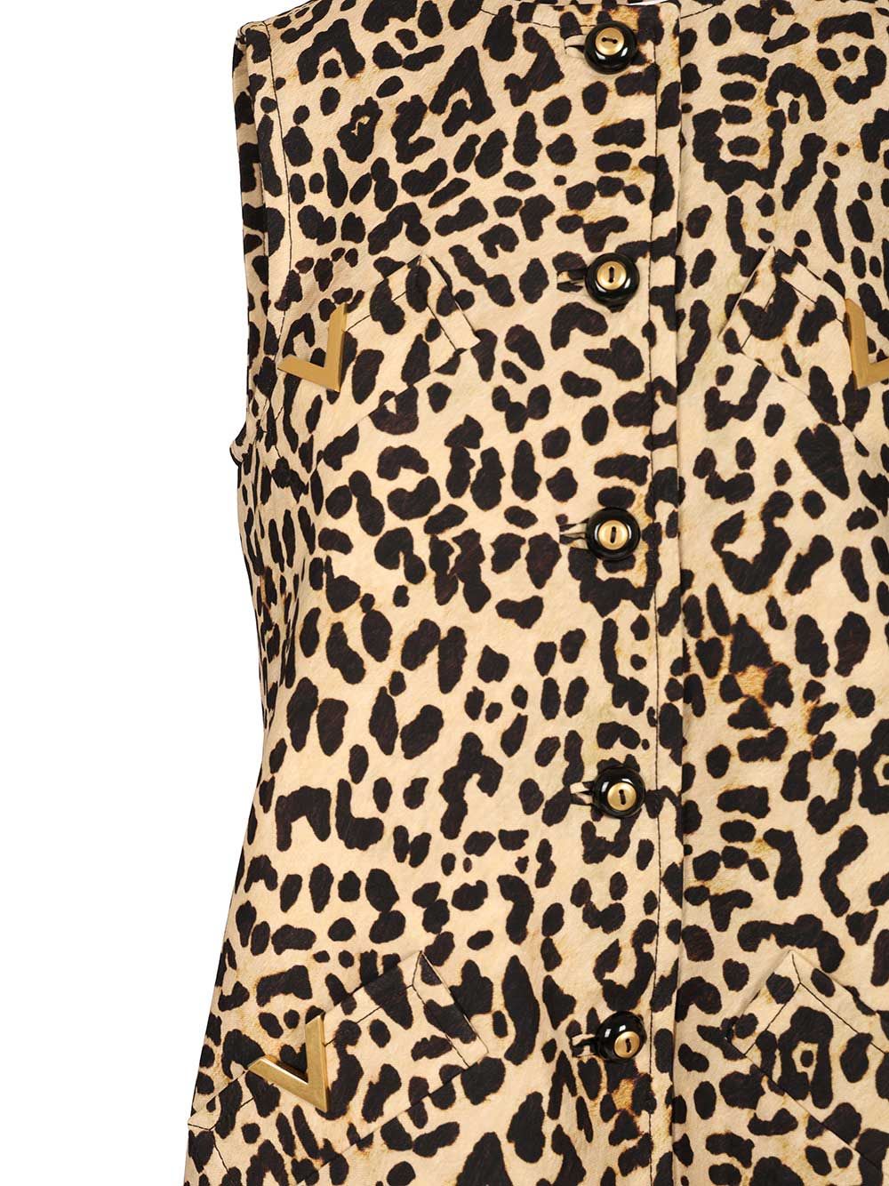 Valentino Animalier Mini Dress In Brown