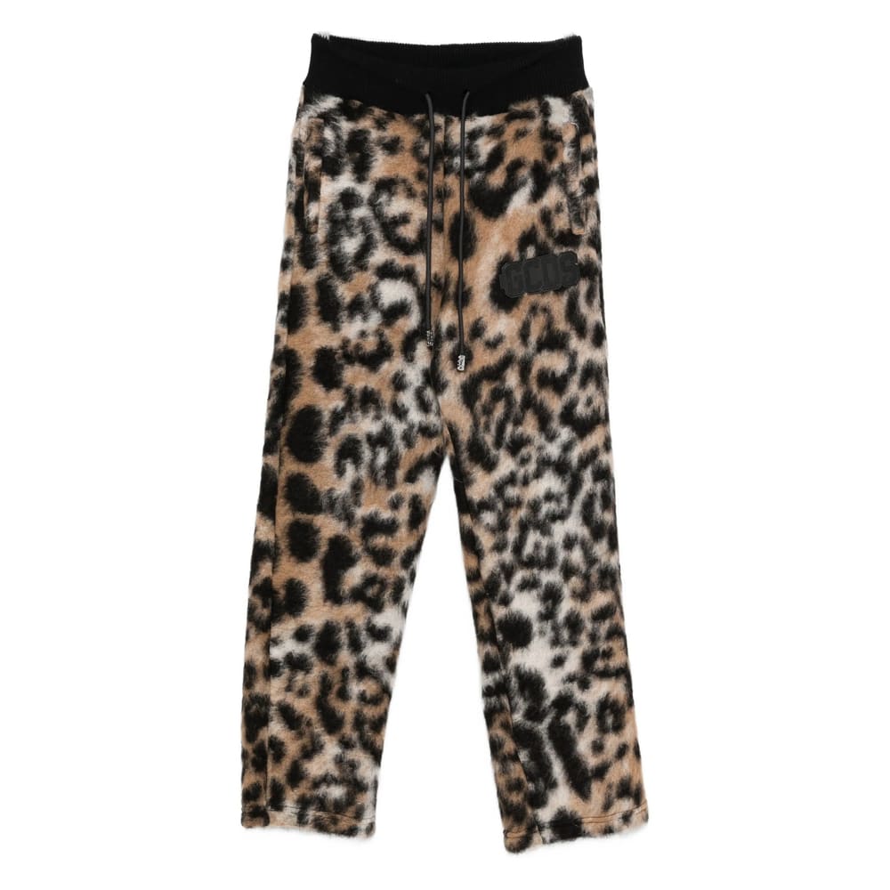 Gcds Leopard-print Drawstring-waist Pants In Multi