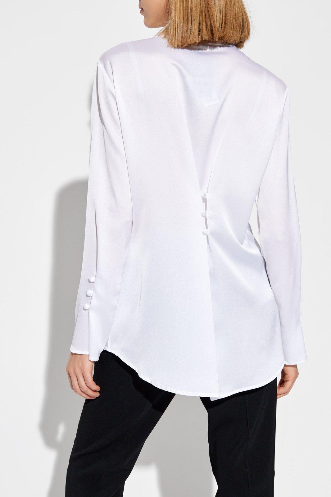 Shop Emporio Armani Satin Shirt In Bianco Caldo