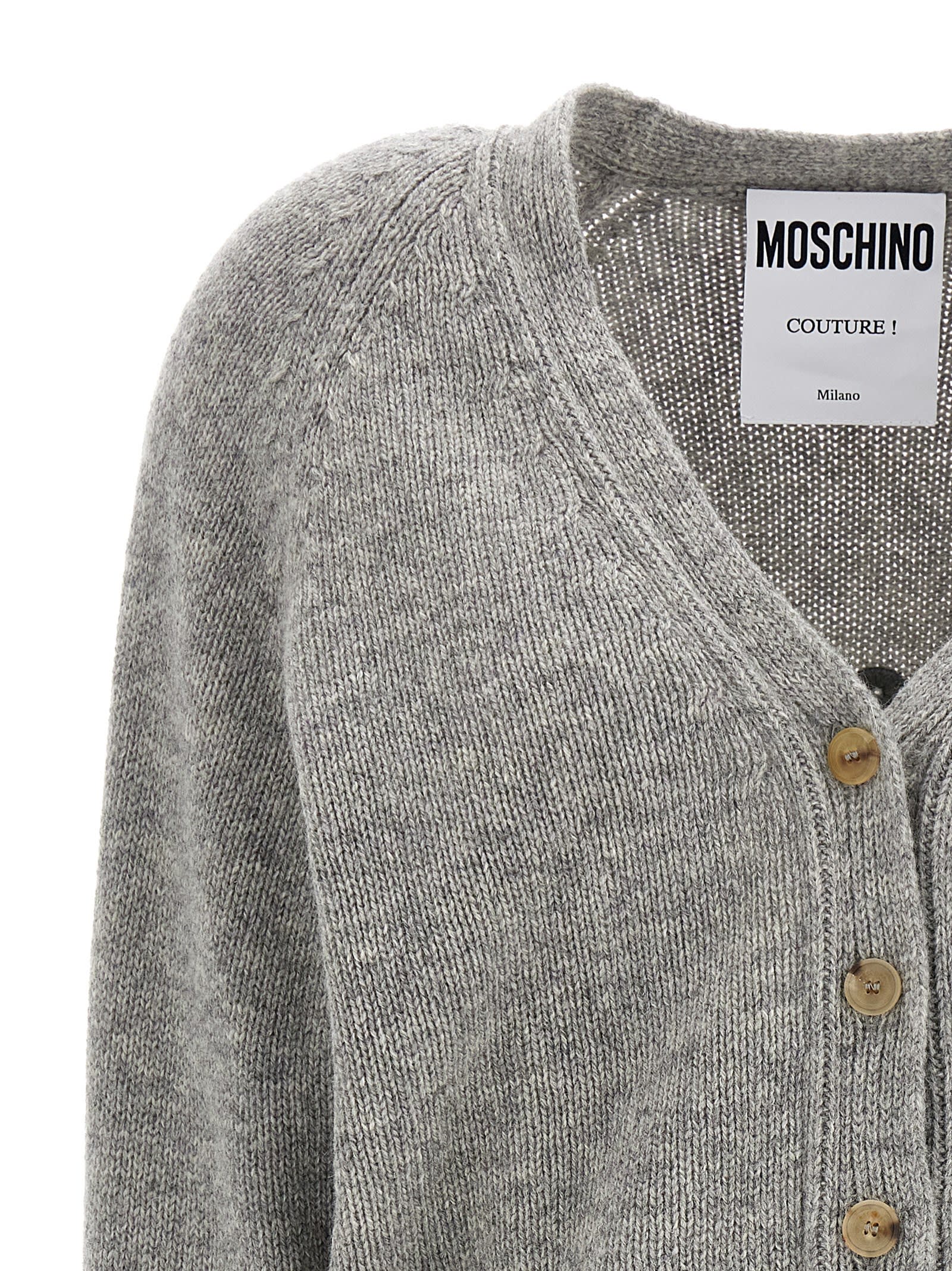 Shop Moschino 100% Shrunk Cardigan In Gray